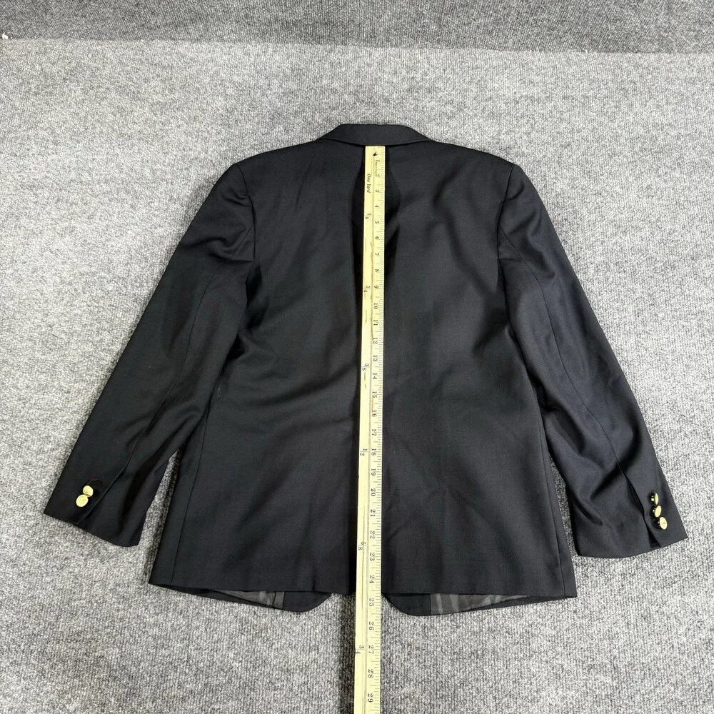 Nautica Mens Black Blazer Sport Coat Gold Button Striped Lining Classic Jacket